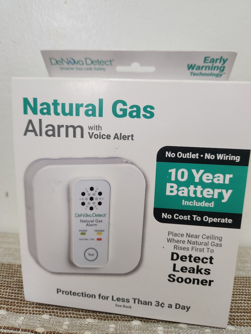 DeNova Detect Natural Gas Alarm - 10 Year Battery - NIB